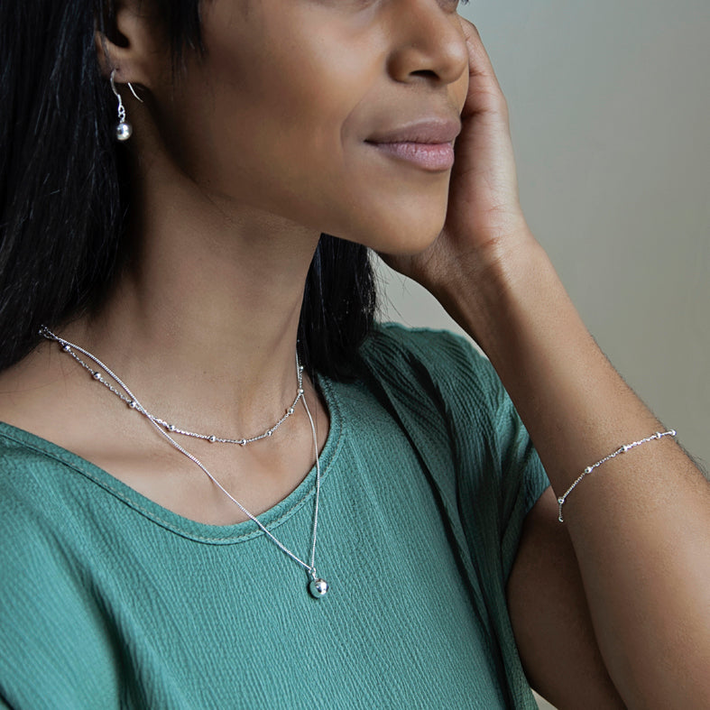 Sterling Silver Round Ball Necklace
