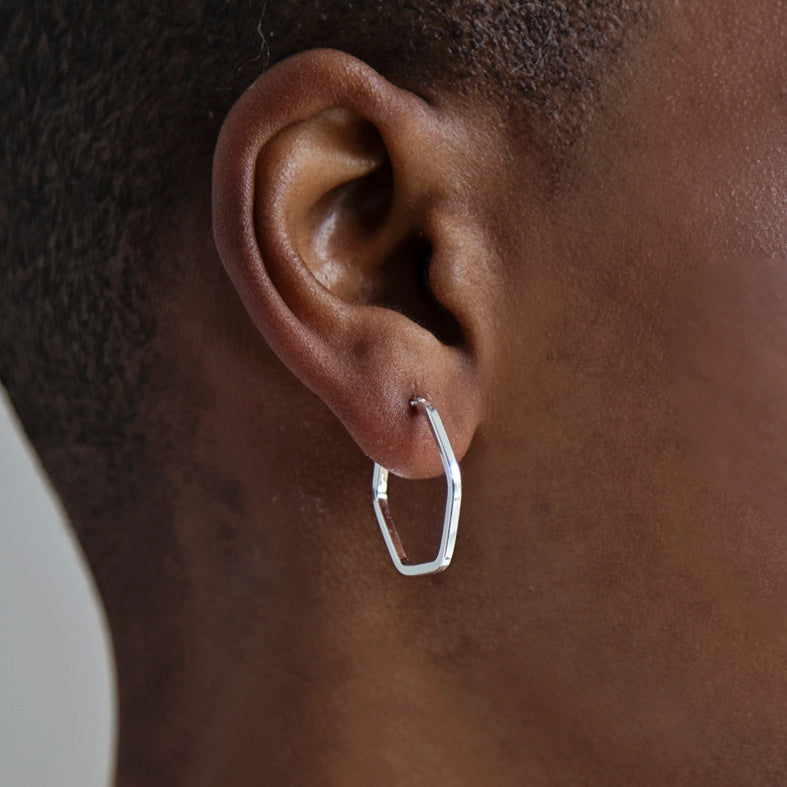 Sterling Silver Hexagonal Earrings