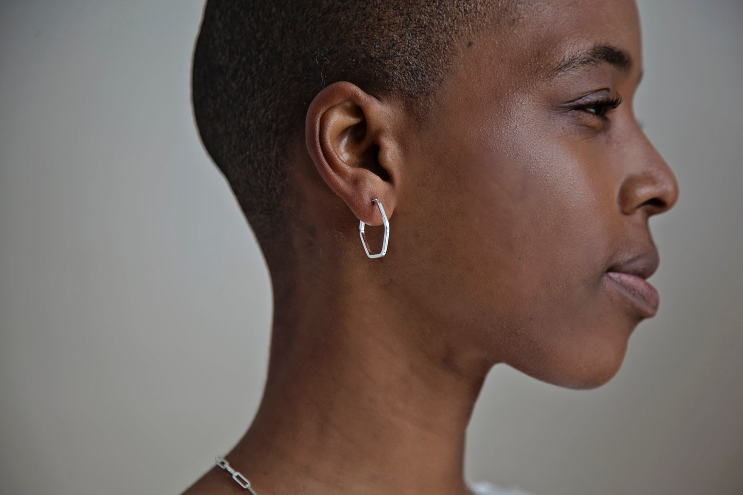 Sterling Silver Hexagonal Earrings
