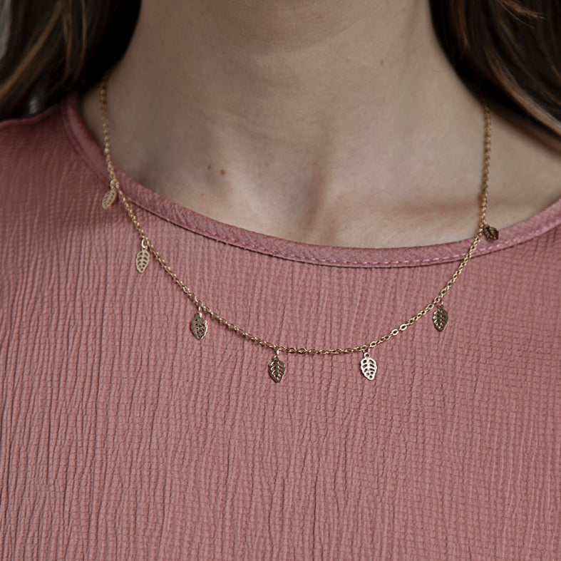 Delicate Gold Leaf Charm Necklace