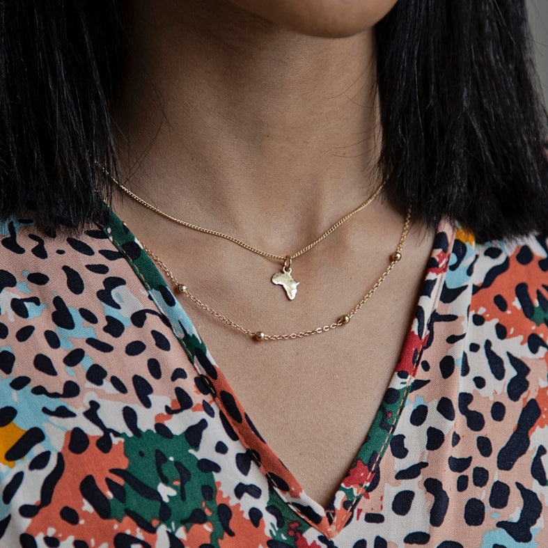 Gold Africa Necklace - Adjustable Length