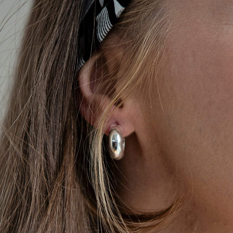 Thick Small Sterling Silver Hoop Earrings