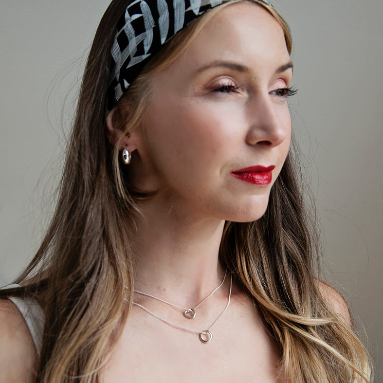 Silver Open heart Shape Necklace - Adjustable Length