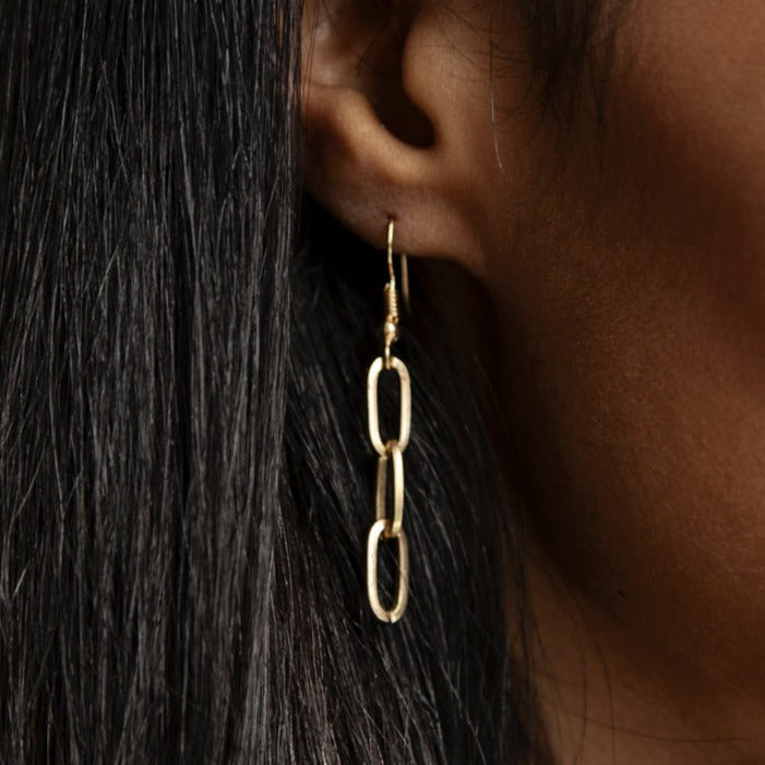 Paperclip Link Earrings - Gold