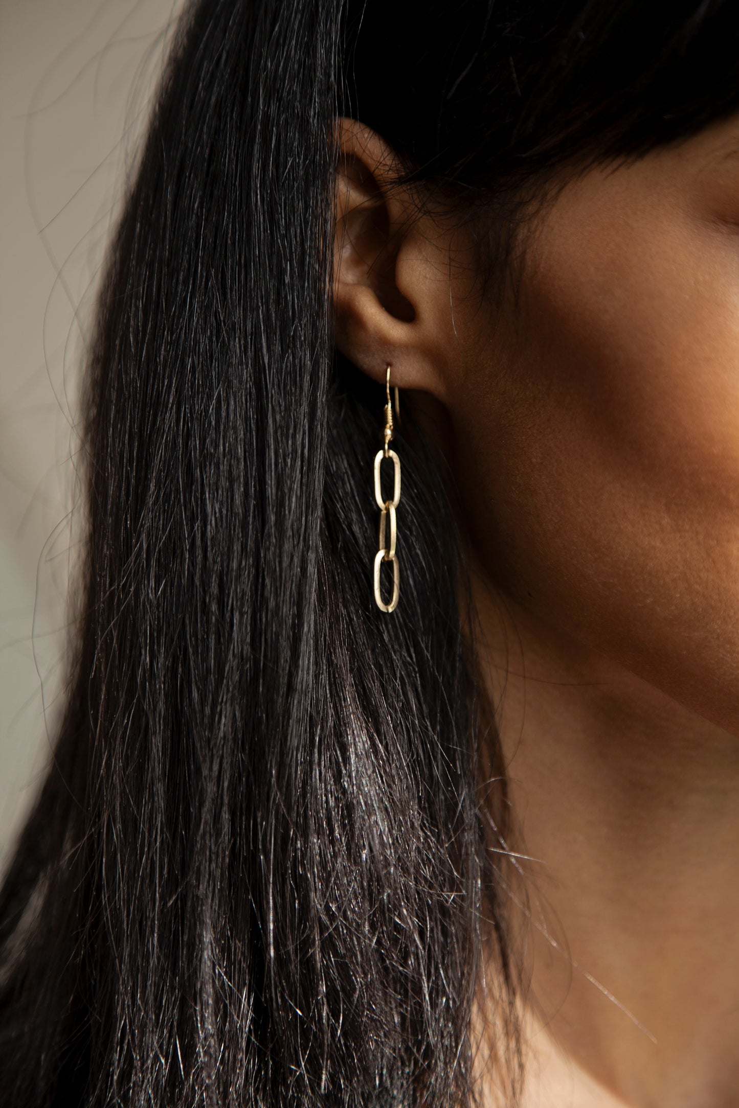 Paperclip Link Earrings - Gold