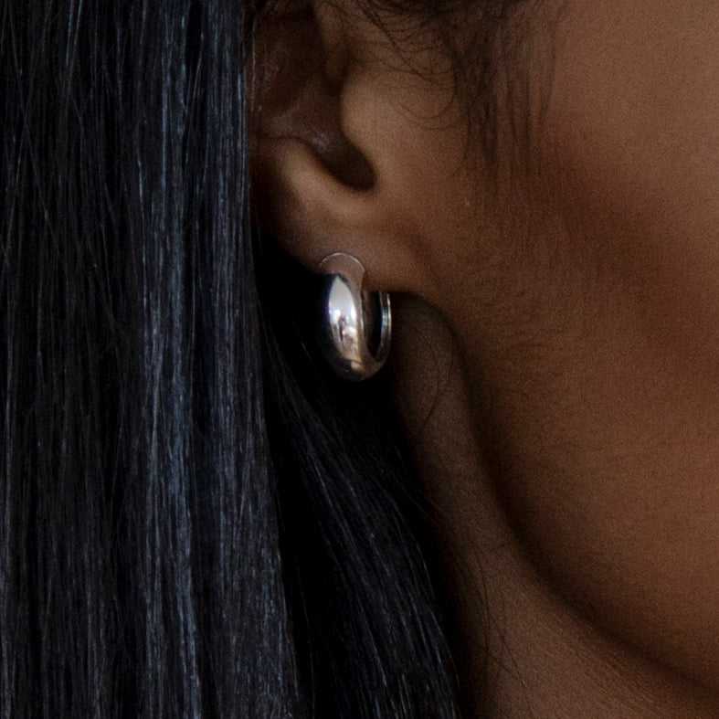 Thick Small Sterling Silver Hoop Earrings