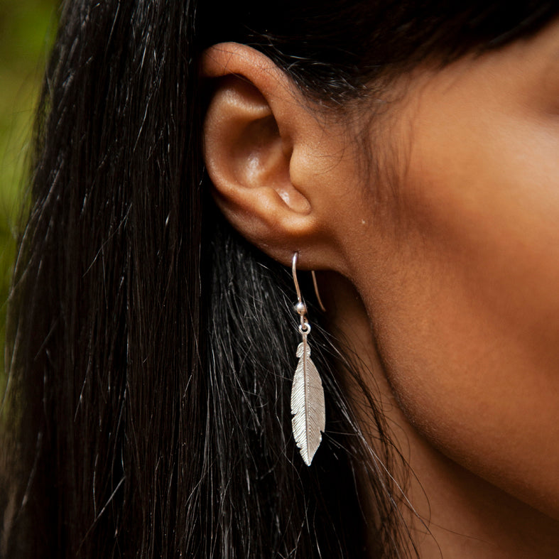 Sterling Silver Feather Earrings