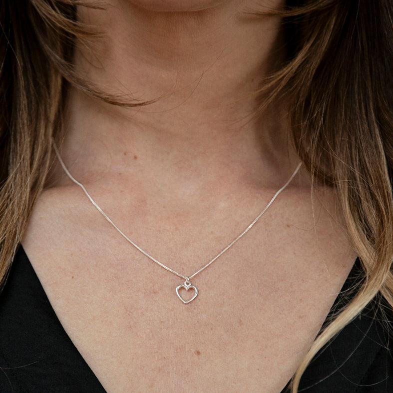 Heart Outline Sterling Silver Necklace