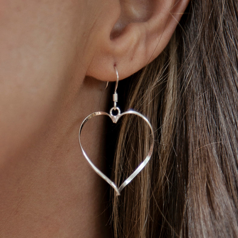 Sterling Silver Twisted Heart Earrings