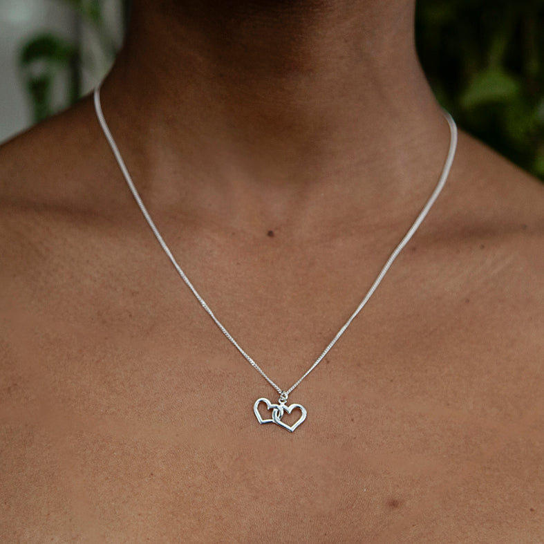 Inter-locked Hearts Sterling Silver Necklace