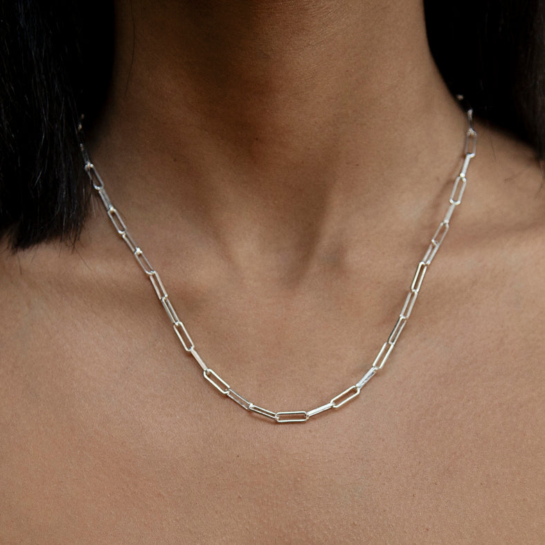 Sterling Silver Paperclip Link Necklace