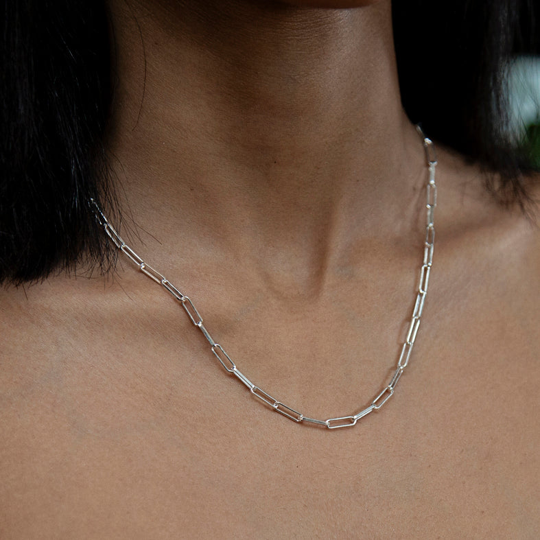 Sterling Silver Paperclip Link Necklace