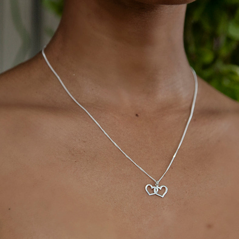 Inter-locked Hearts Sterling Silver Necklace