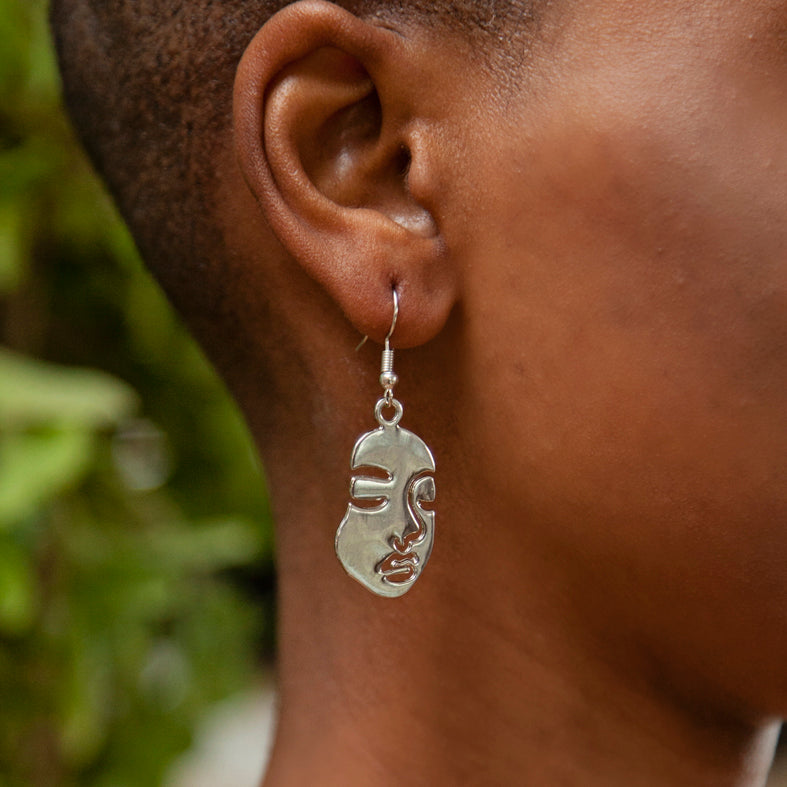 Silver Solid Face Earrings