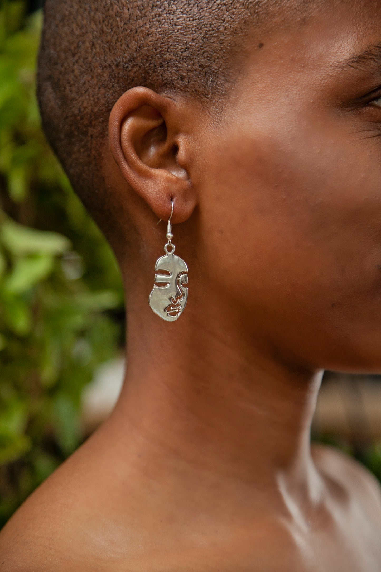 Silver Solid Face Earrings