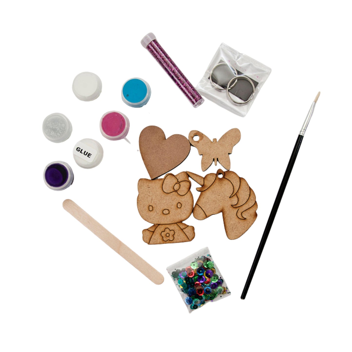 Make Decorate Your Own Keyrings Magnets - Girls Set