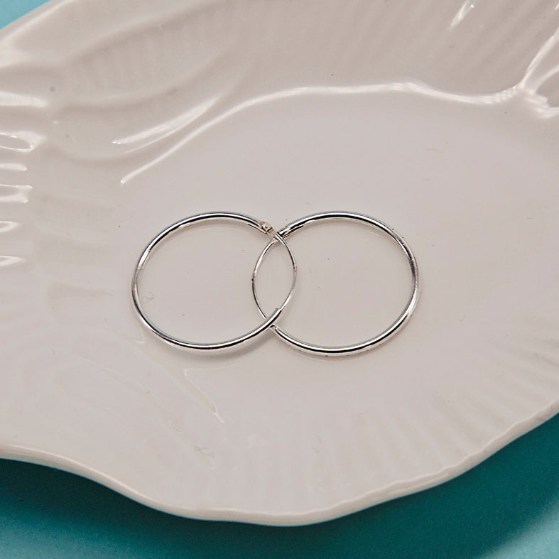 Sterling Silver Hoop Earrings - 20mm Diameter