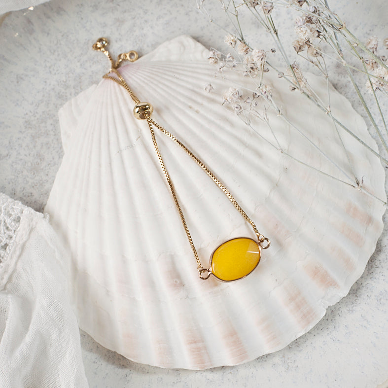 Yellow Jasper Stone Adjustable Length Bracelet