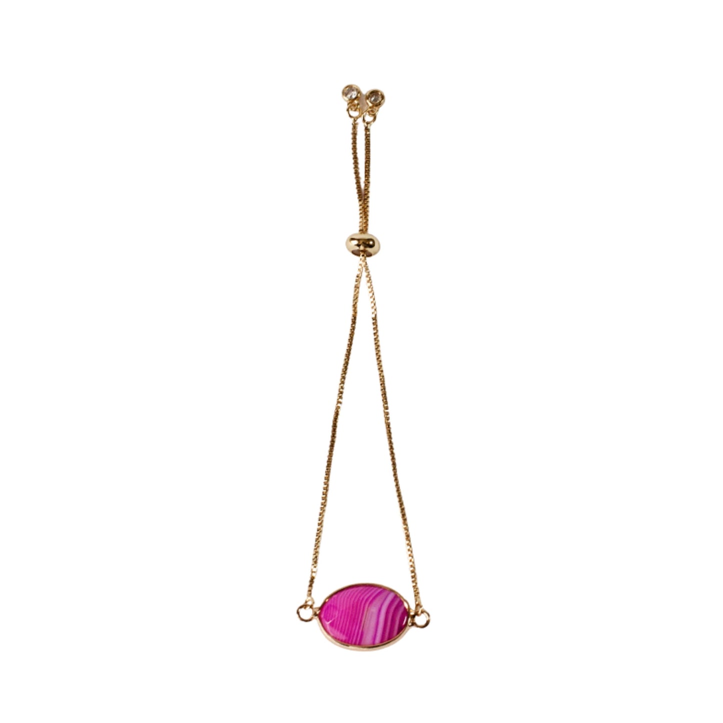 Pink Agate Stone Adjustable Bracelet
