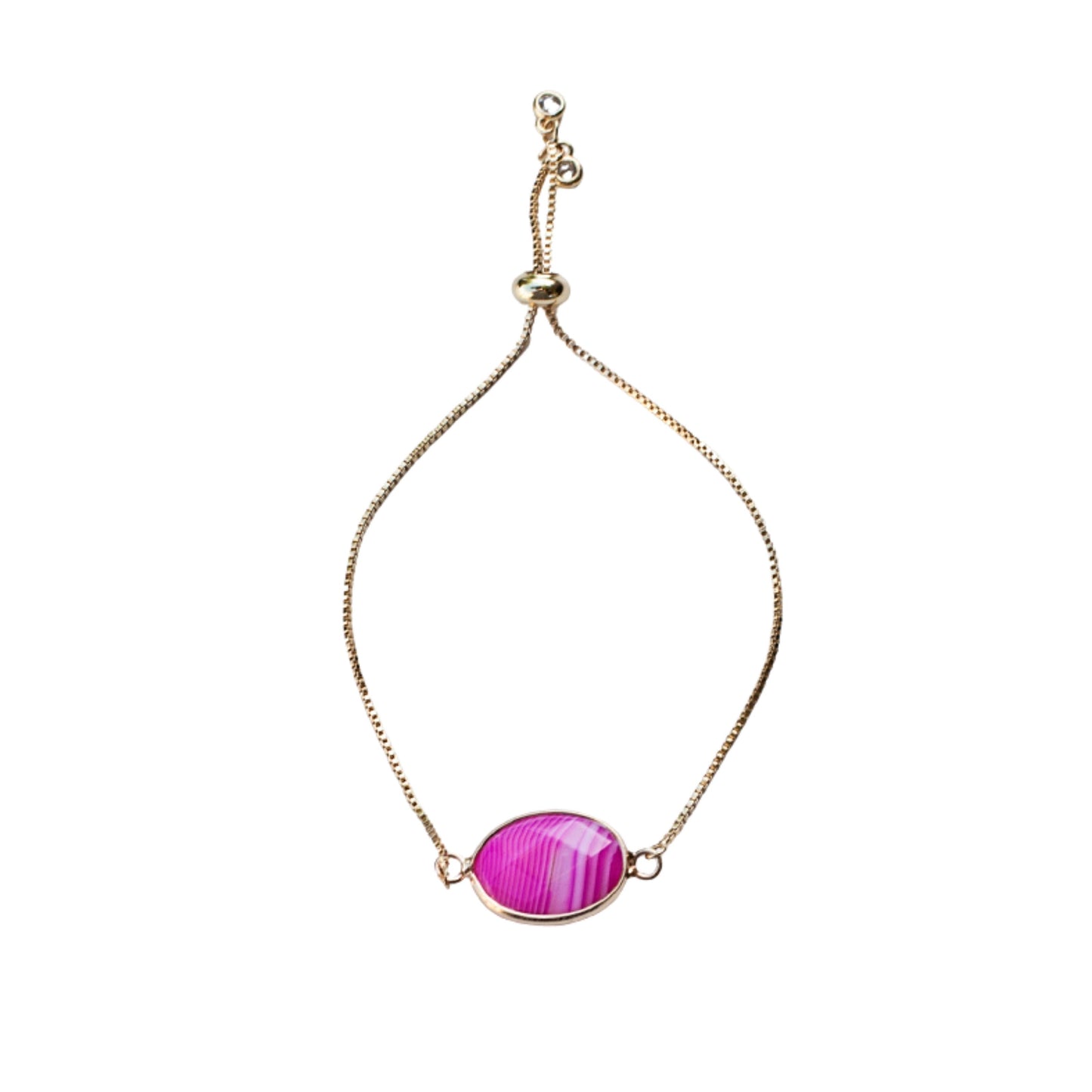 Pink Agate Stone Adjustable Bracelet