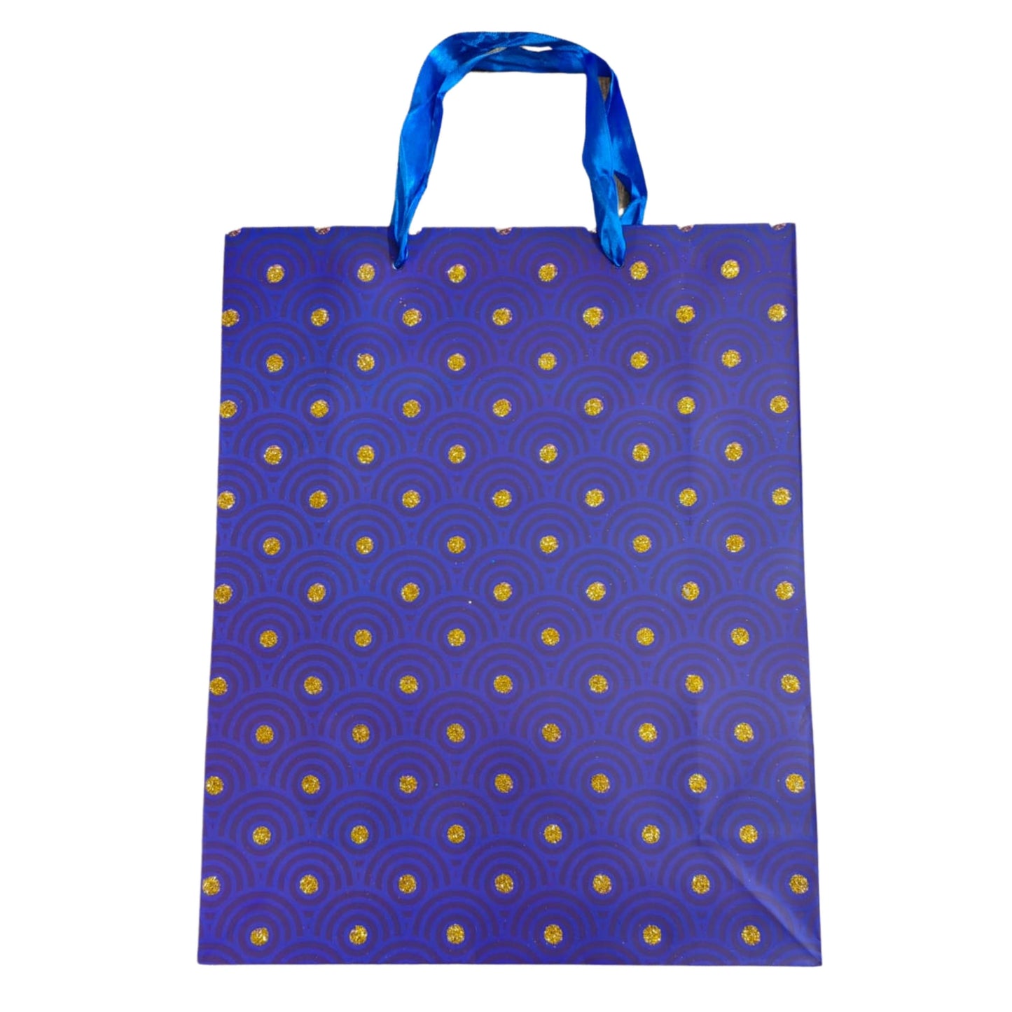 Blue and Gold Glitter Dot Gift Bag - Large