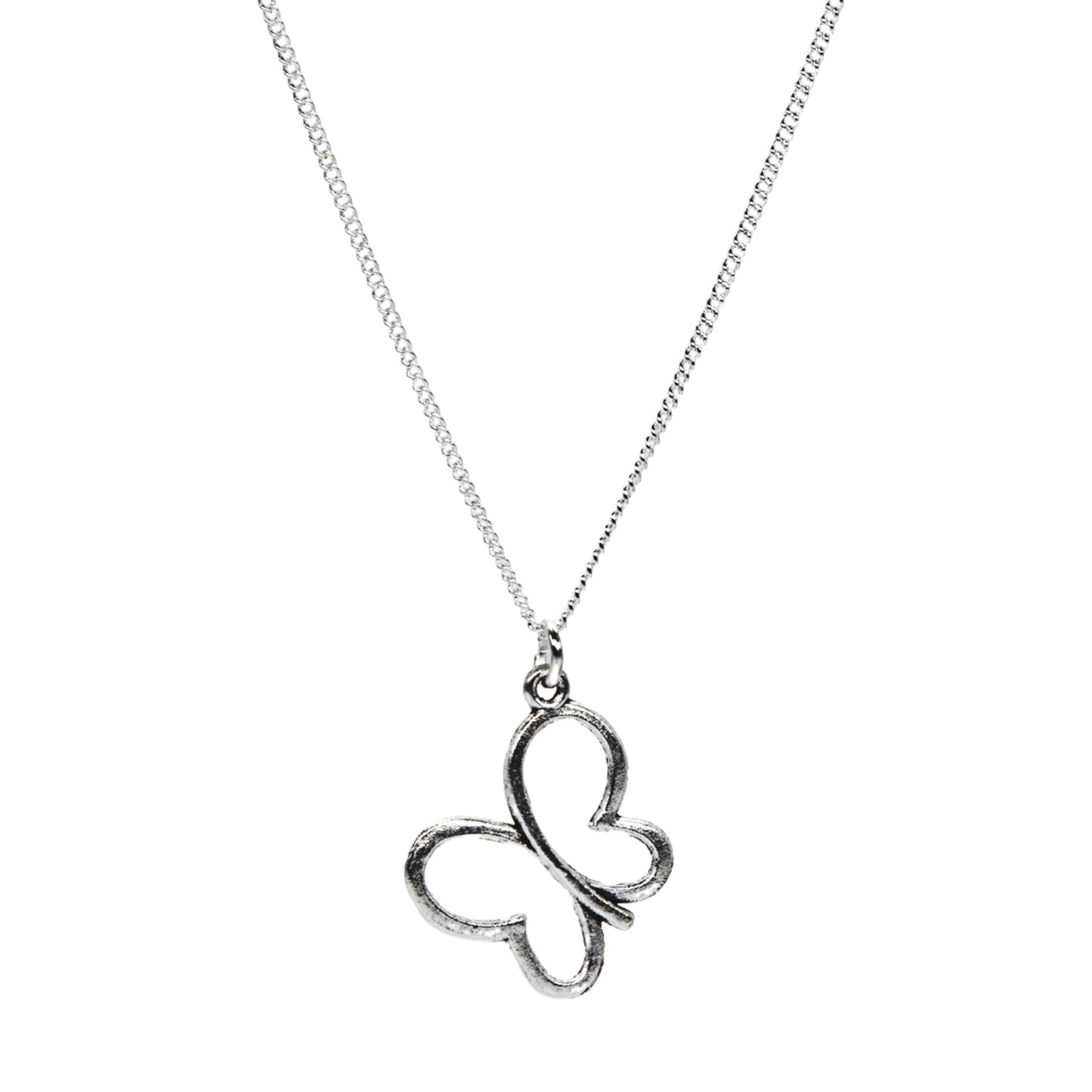 Silver Open butterfly Necklace - Adjustable Length