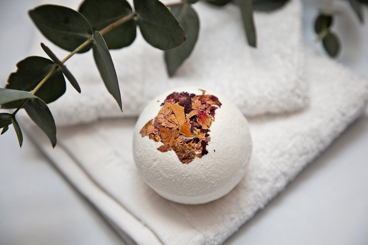 Lavender Bath Bomb Topped With Rose Petals
