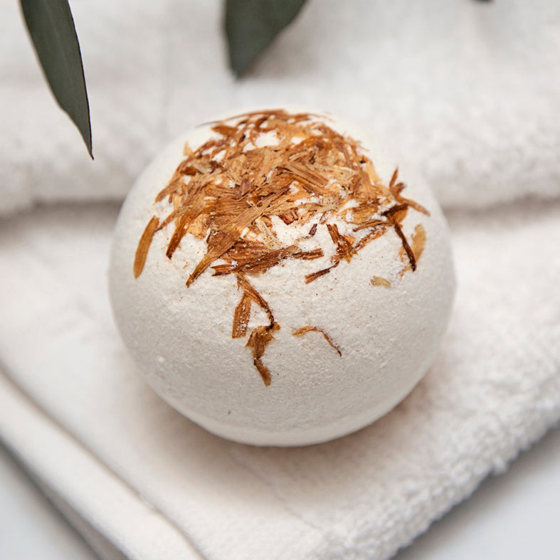 Lavender Bath Bomb Topped With Calendula