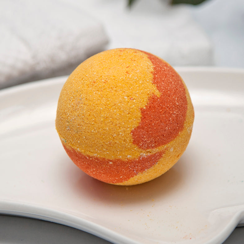 Large Yellow and Orange Bath Bomb - Lemongrass