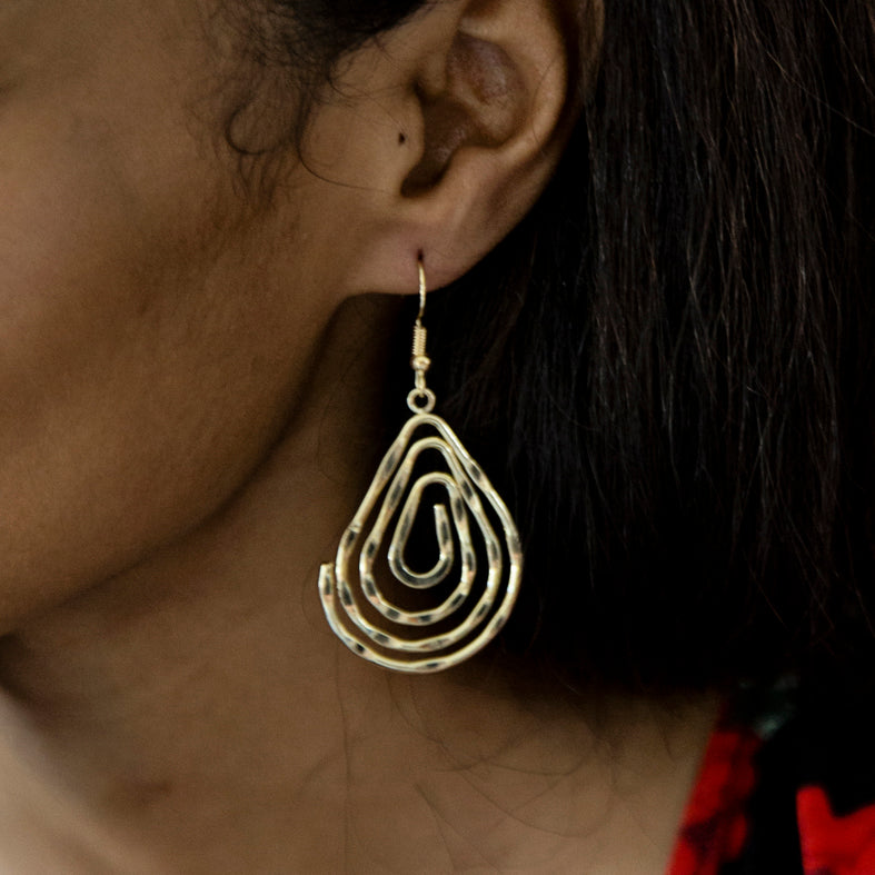 Swirled Tear-Drop Shape Earrings
