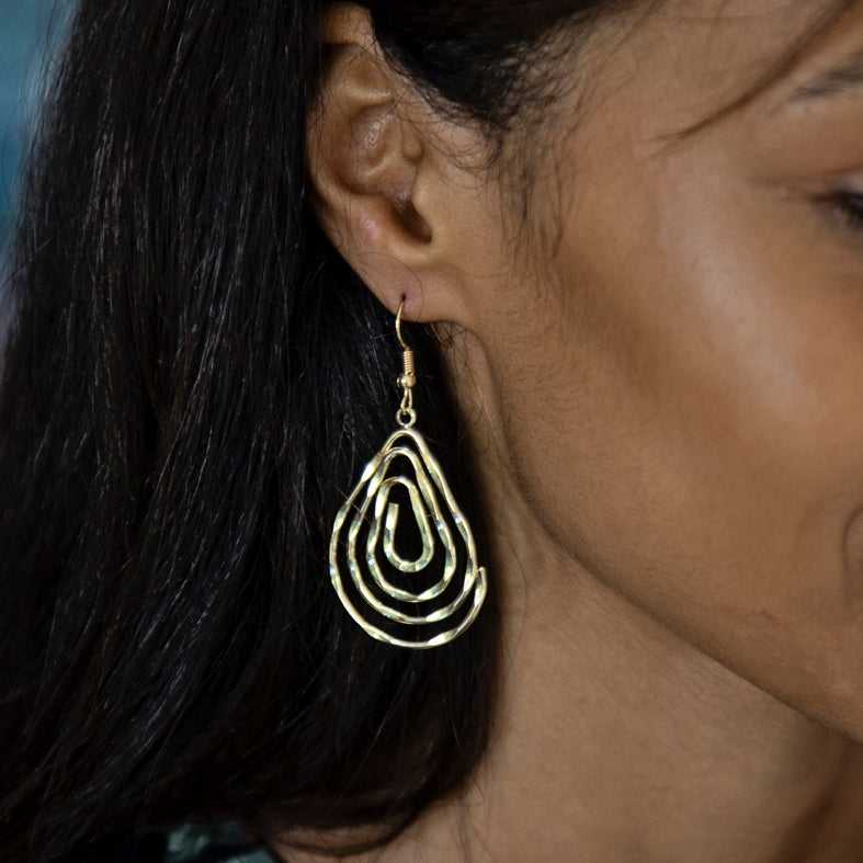 Swirled Tear-Drop Shape Earrings