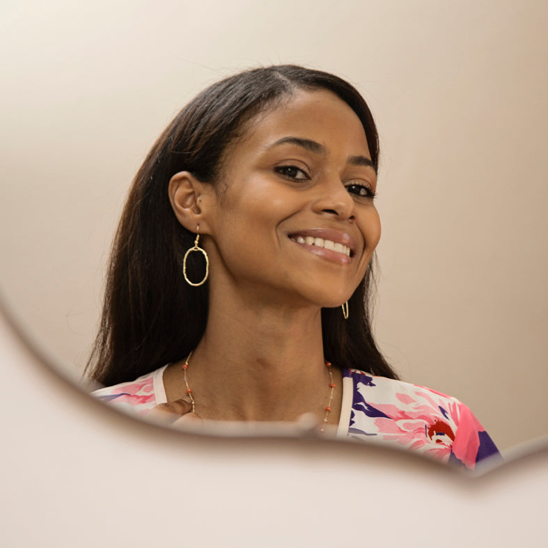 Abstract Oval Hammered Gold Earrings
