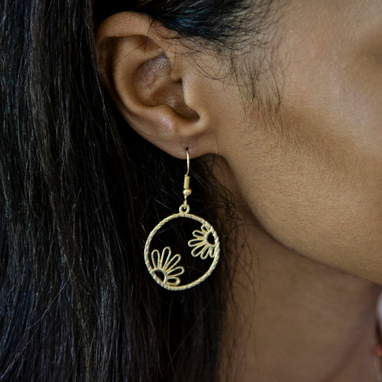 Flower Circle Earrings