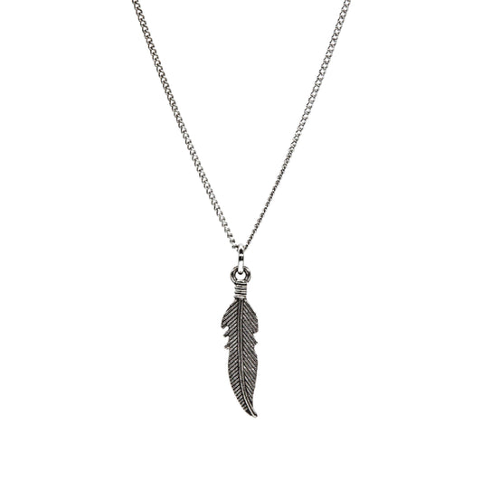 Plain Feather Necklace - Silver