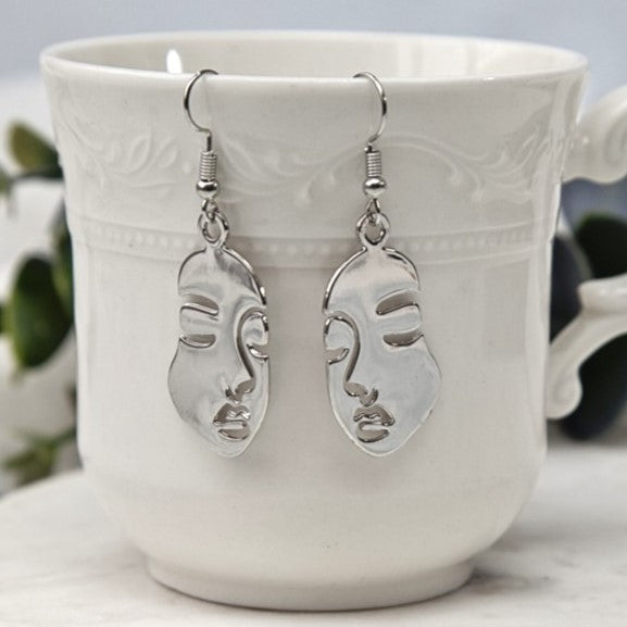 Silver Solid Face Earrings