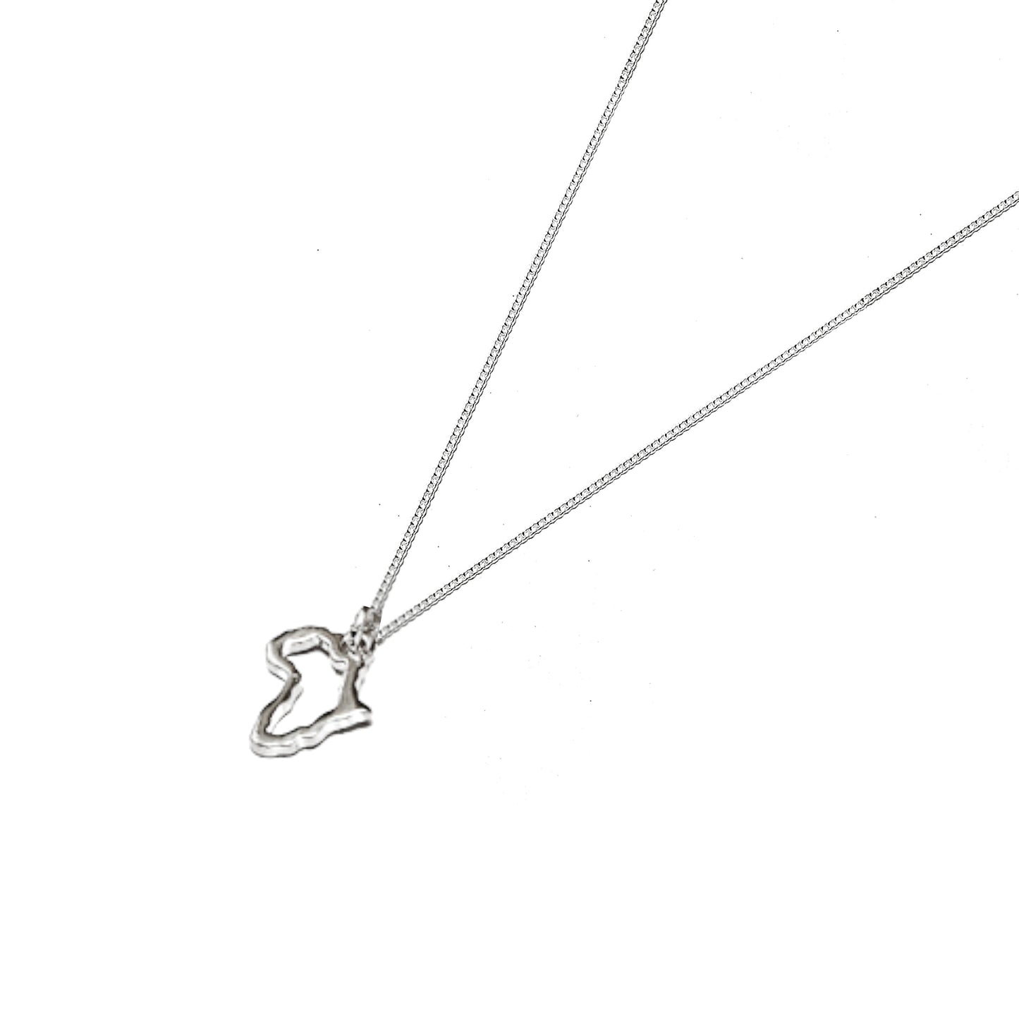 Africa Outline Sterling Silver Necklace