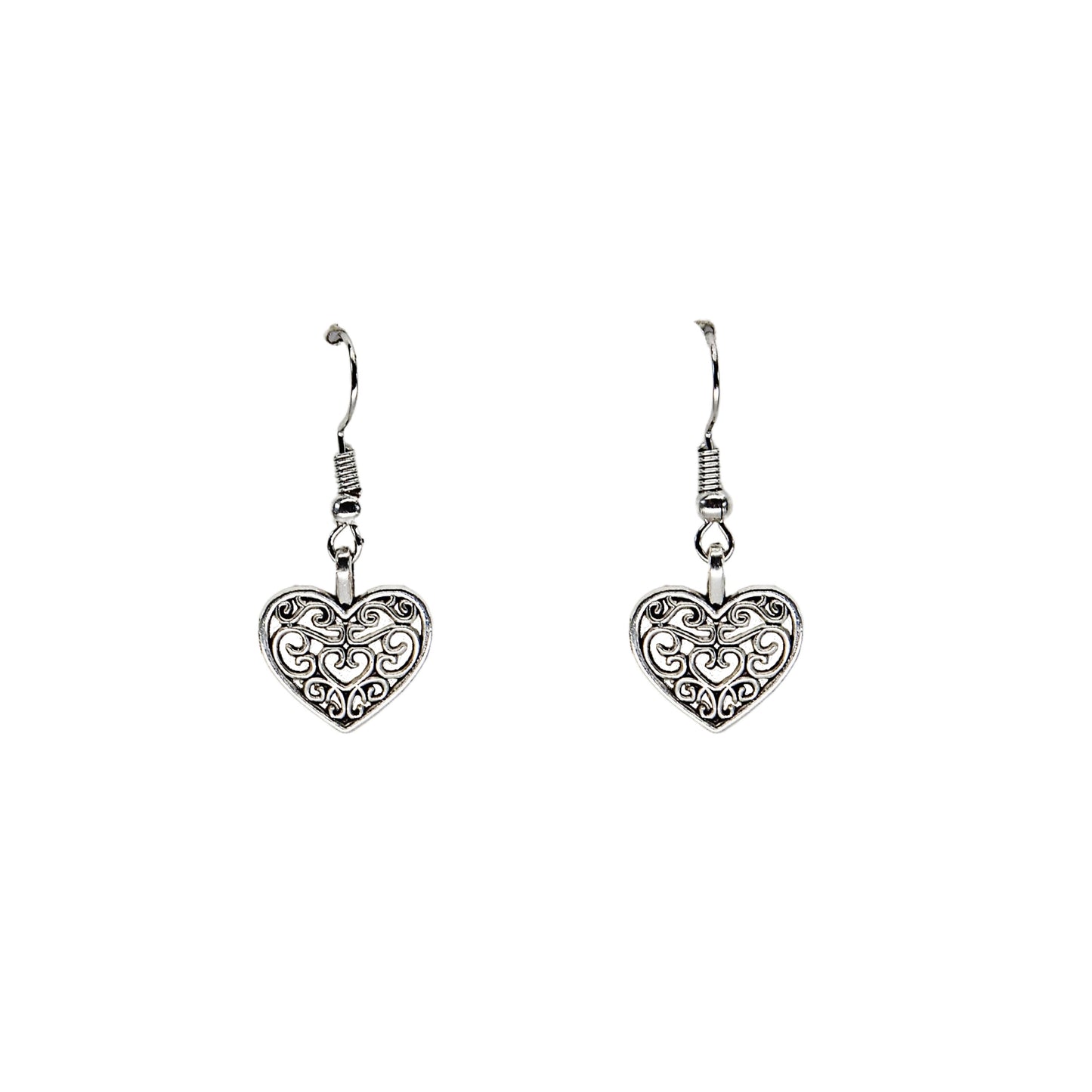 Small Filigree Heart Earrings
