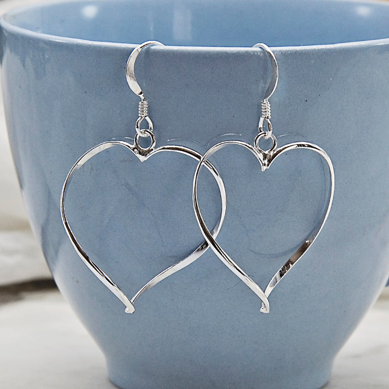 Sterling Silver Twisted Heart Earrings