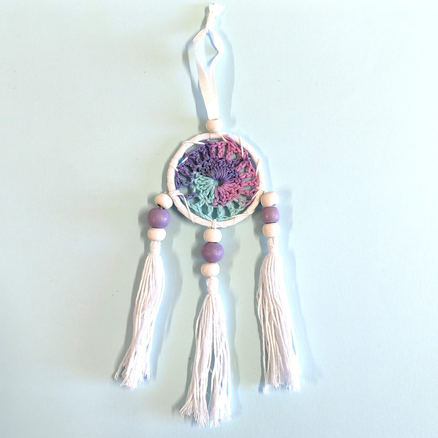 Crocheted Dream Catcher - Pink, Purple, Aqua