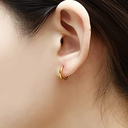 Stainless Steel Gold Hoop Earrings -14mm