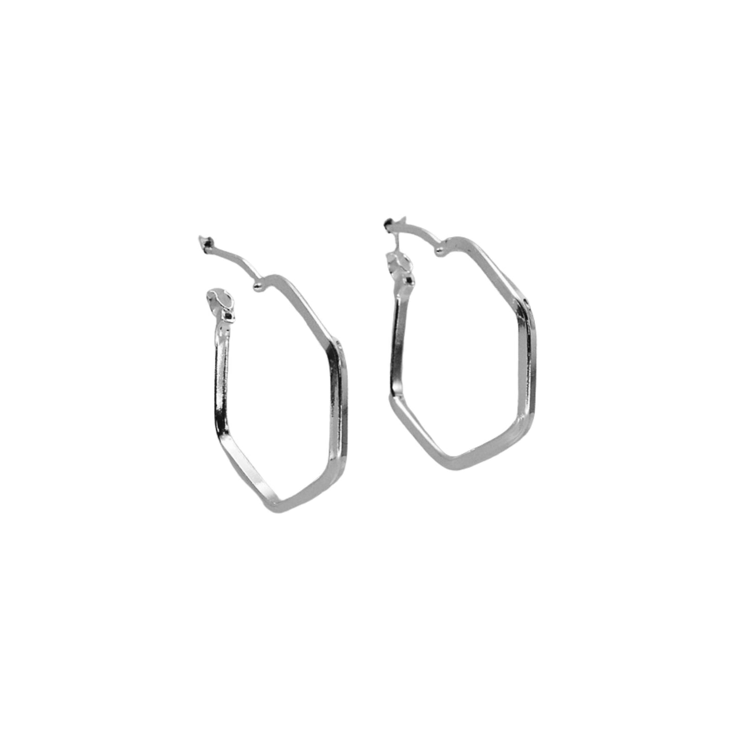 Sterling Silver Hexagonal Earrings