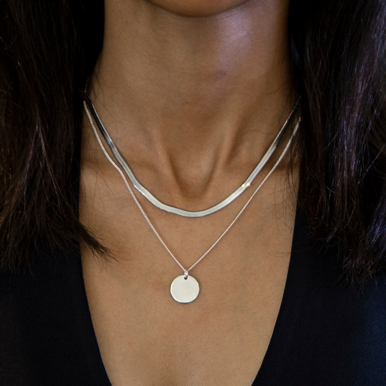 Solid Disc Sterling Silver Necklace