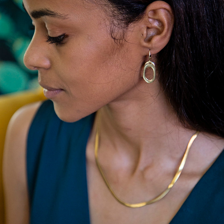 Gold Abstract Oval Earrings
