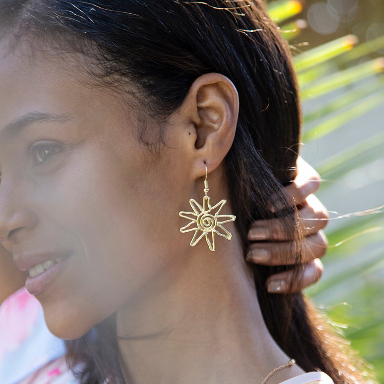 Abstract Gold Sun Earrings