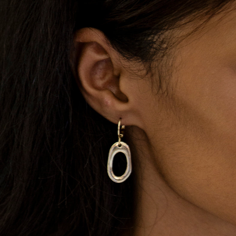 Gold Abstract Oval Earrings