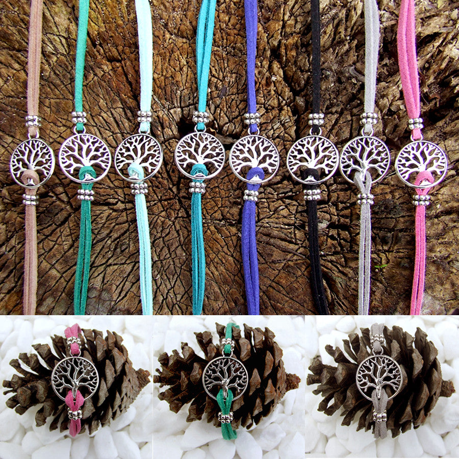 Suede Tree of Life Bracelet
