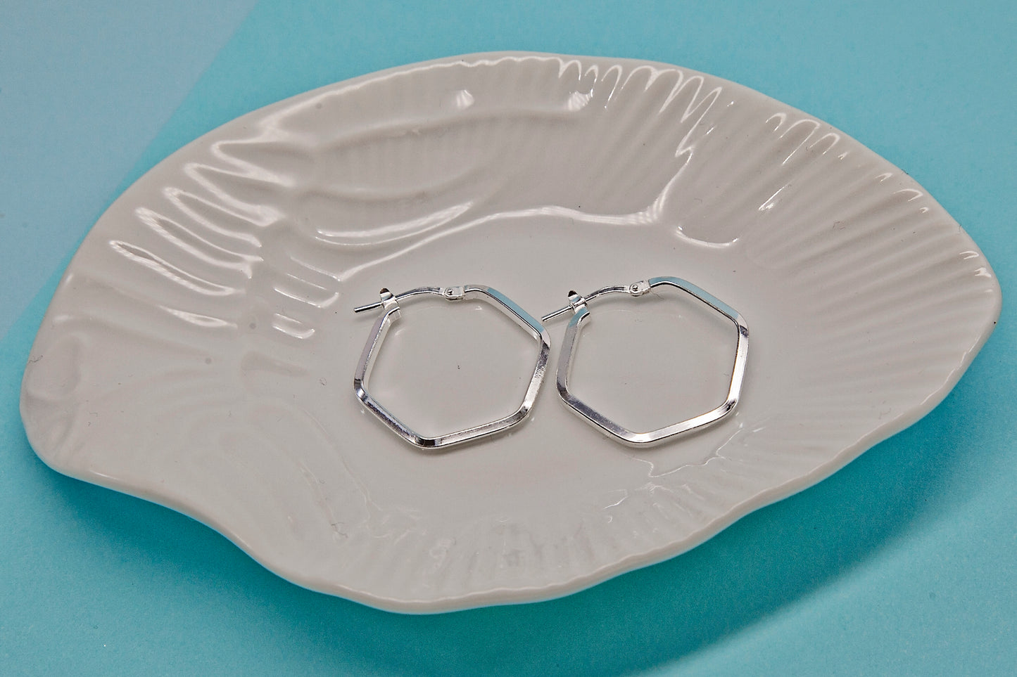 Sterling Silver Hexagonal Earrings