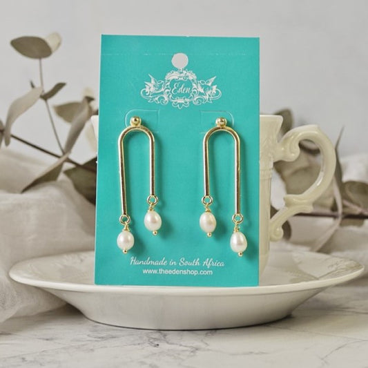 Abstract Freshwater Pearl Earrings