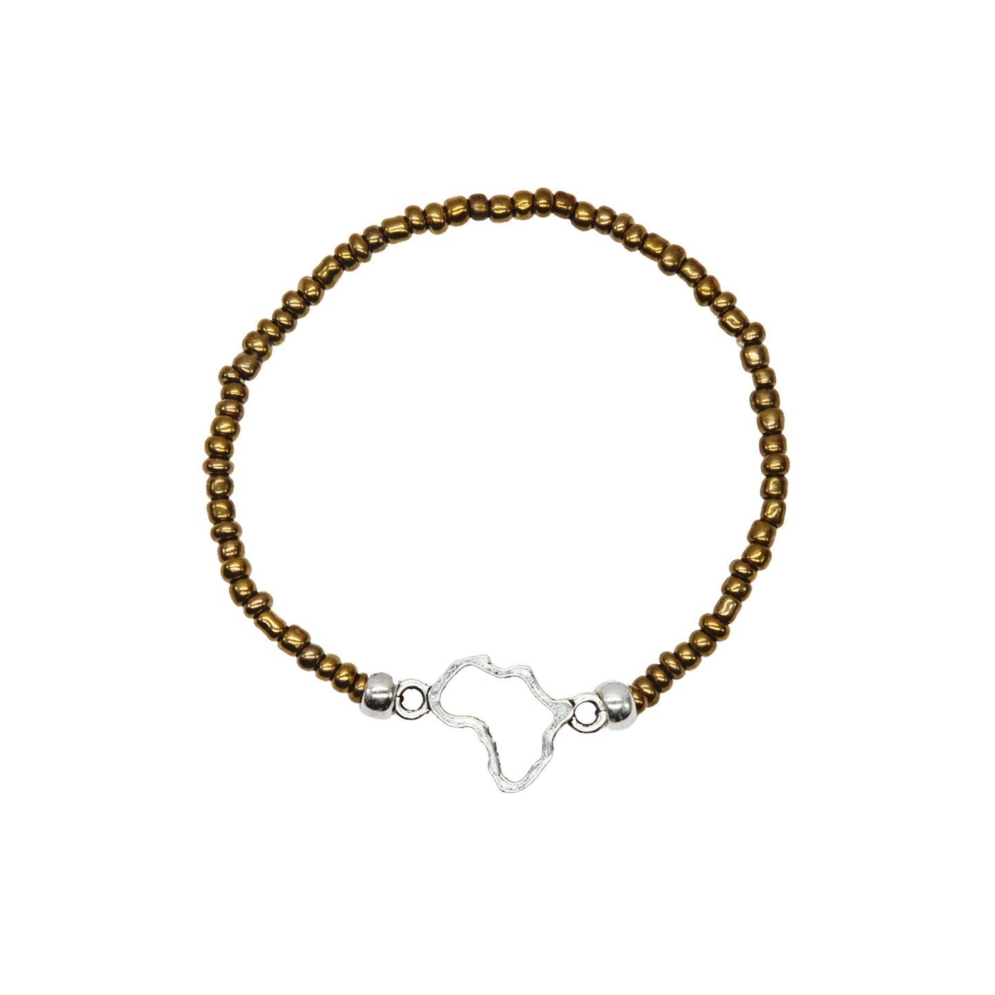 Africa Outline Stretch Bracelet - Metallic Bronze Beads
