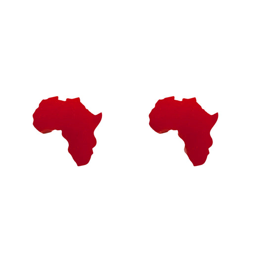 Africa Perspex Stud Earrings - Red